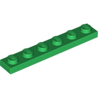 Lego destička 1x6, zelená (366628)